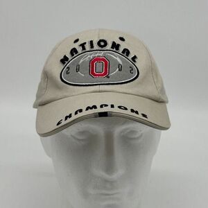 Ohio State Hats Mens OSFA Beige Football College Cap‎ Hook Loop Head Master NEW